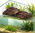 Turtle Basking Platform, Resin Bark‑Textured Turtle Dock with 3 Suction