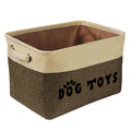 PET ARTIST Dog Toy Basket, Collapsible Dog Toy Bin Box with Comfortable Handles, Large Pet Toy Storage Basket Organizer for Accessories, Toys,Coat & Clothing,Blanket Leash (Brown, M:15"x11"x9")