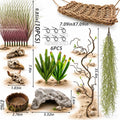 26Pcs Desert Reptile Tank Accessories, Bearded Dragon Tank Accessories with Hammock, Reptile Hide, Water Dish, Plants, V