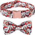 Lionet Paws Christmas Dog Bowtie Collar - Cute Cotton Adjustable Winter Dog Collar with Bowtie for Small Medium Large Do