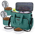 BAGLHER Dog Travel Bag, Airline Approved Pet Tote Organizer with Multi-Function Pockets, 2 X Food Storage Containers and 2 X Collapsible Bowls, Perfect Weekend Pet Travel Set for Dog, Cat Green