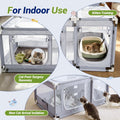 2-in-1 Cat Playpen with Litter Box Area, Keaber Indoor Pet Tent for Kittens Puppies with Waterproof Mat, Dog Enclosure for Adaptation, Training, Recovery & Travel (Light Grey, with Carrying Case)