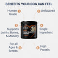 Beef Bone Broth for Dogs. High Protein Human Grade Food Topper Unflavored