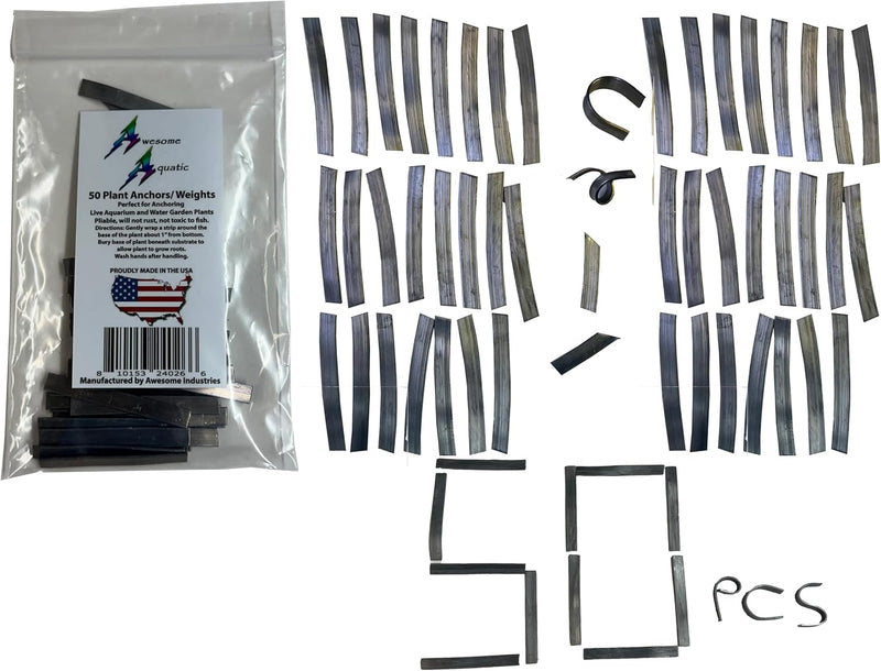 Awesome Aquatic Aquarium Plant Weights, 50 Count, Lead Ribbon Fish Anchors
