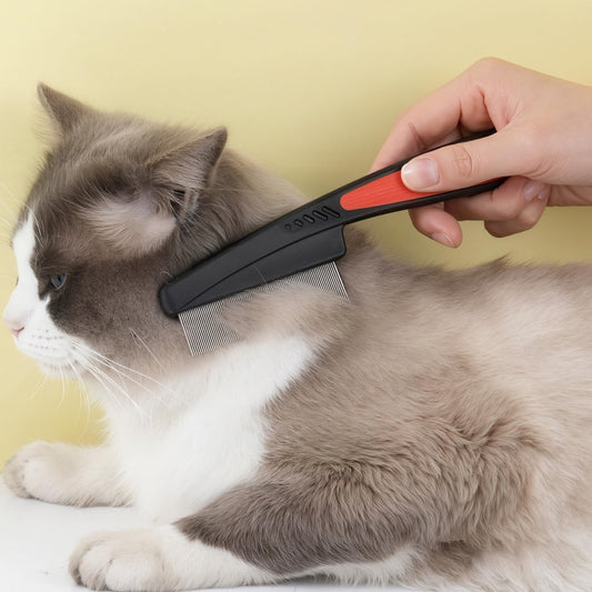 Black Flea Comb for Dogs and Cats Fine Tooth Grooming Tool for Pets Daily Coat and Hair Care