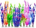 MyLifeUNIT Fish Tank Plants, 10 Pack Artificial Aquarium Plants for Decorations (Blue)