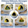 Jevnd Natural Hand-Woven Cotton Bird Nest for Cage, Dual-Mount Sturdy Cozy Parrot Nest Bed & Breeding House, Hanging Bird Hut for Budgie, Lovebird, Small Bird Sleeping Bed Hideout & Shelter with Hooks