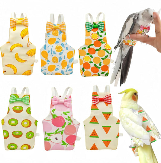 6Pcs Bird Diapers Bird Harness Flight Suits Diapers Reusable Parrot Nappy with Waterproof Inner Layer Washable Cute Urin
