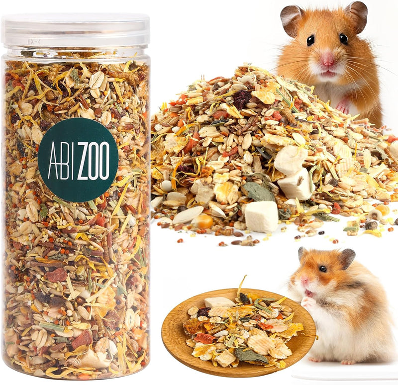Abizoo Hamster & Gerbil Treat, Natural Health, Gourmet Hamster and Gerbil Food for Small Animals with Seeds, and Grains,