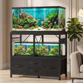 Heybly 40-50 Gal Fish Tank Stand with Drawer, Power Outlet, Black HAS004BK