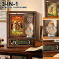 3 in 1 Dog Memorial Frame, Rotating Wood Frame with Fur Jar
