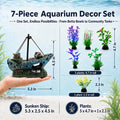 7 Pcs Shipwreck Aquarium Decorations Aquarium Plants for Fish Tank Decor