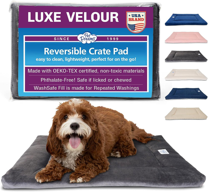 Pet Dreams Dog Crate Pad - Washable Kennel Mat, Crate Pads for Dog Cages, Non-Toxic, Flat Indoor Cat Bed, Fits iCrate 18