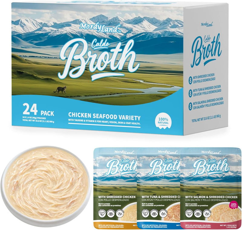 Shredded Chicken in Broth, Lickable Cat Treats, wet Cat Food Topper