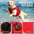Queenmore Red Large Dog Life Vest for Swimming Boating, Adjustable Ripstop Dog Life Jacket with Superior Buoyancy and Rescue Handle