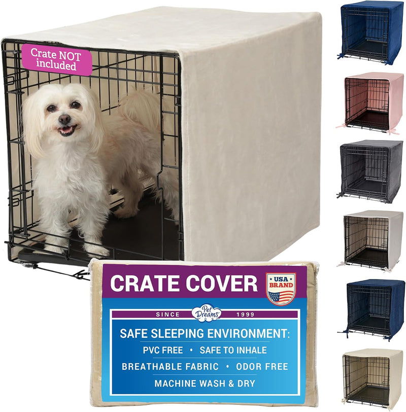 Pet Dreams Dog Crate Cover, Ivory, Small, 24