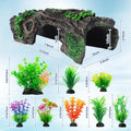 9Pcs Aquarium Decorations Resin Hollow Tree Trunk Ornament Set