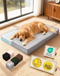 OhGeni Orthopedic Waterproof Dog Bed for Extra Large Dogs, Machine-Washable Removable Cover in Easy-Clean Fabric, Reversible Memory Foam & Easy-Carry Handle, Suitable for Crate, 41 inch (Gray)