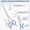 GLORY Professional Curved Dog Grooming Scissors, 7.5 Inches Stainless Steel Pet Shears for Dogs & Cats, Sharp Trimming S