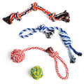 TwoEar Dog Rope Toy 4 Pack - Puppy Teething Toys for Small Breed - Indestructible Dog Chew Toys for Aggressive Chewers - Cotton Tug of War Dog Toys for Boredom, Teeth Clean