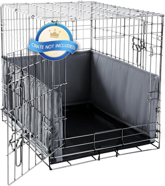 Hombys Dog Crate Bumper with Ties - Soft Crate Accessory -Kennel Cover - Training Pads for Front Door Crates, 42"x28", G