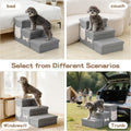 MewCharm 3-Step Wider Dog Steps for Bed 17" H, Foldable Dog Stairs with Storage, Non-Slip Pet Steps for Small Medium Large Dogs, Arthritis-Friendly Pet Stairs for Couch and Car Up to 200 lbs, Grey