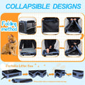 Petskd Extra Large Cat Carrier with Litter Box 24"x17"x17" for Medium Large Cat or 2 Small Cats, Collapsible Soft Sided Pet Carrier for Car Travel with Lockable Safety Zippers(Blue)