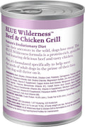 Blue Buffalo Wilderness Adult Wet Dog Food, High-Protein & Grain-Free, Made with Natural Ingredients, Beef & Chicken Grill, 12.5-oz. Cans, 12 Count