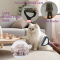 POSAPET Cat Grooming Brush Kit 6 Tools - Deshedding & Dematting for Long/Short Hair, Self-Cleaning Slicker Brush with 6-in-1 Flea Comb for Cats & Kittens (Pink)