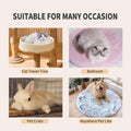 Warfort 2PCS Round Plush Pet Mat Thin Style Pad Mat for Cats, Small Dogs, Rabbits, Guinea Pigs, Washable Soft Sofa pad, for Crate Cat Tree Tower Window Perch (White, Small (15.8inch) - 2pcs)