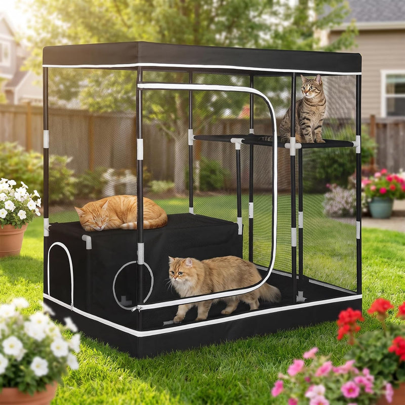 Spacious Catio Indoor Outdoor Cat Enclosure, Multi‑Level Cat Cage