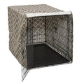 MidWest Homes for Pets Large Dog Crate Cover with Teflon Fabric Protector, Poly-Cotton Privacy Kennel Cover Fits Most 42-inch Crates, Brown Designer Print, Washable, Reduces Barking, CVR42T-BR