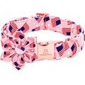 Lionheart glory American Flag Dog Collar 4 of July Dog Collars with Flower Independence Patriotic Dog Flower Collars Heavy Duty Adjustable Collar Flower for Medium Dogs Pet Gift
