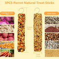 Acsist 3PCS Parakeet Treat,Natural Parrots Treat Sticks,Vegetable & Grain Style Sticks,Bird Treats for Cockatiel Lovebirds Budgies Canary Finches Myna Conure