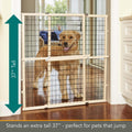 MYPET Wire Mesh Dog Gate: 29.5"-40" Wide, Pressure Mounted with No Tools; Expandable, Durable Pet Gates for Doors and Hallways, 37" Tall, Made with Sustainable Hardwood