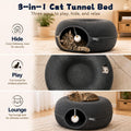 Felt Cat Tunnel for Large Indoor Cats, 24" x 24" x 12" Peekaboo Cave Bed