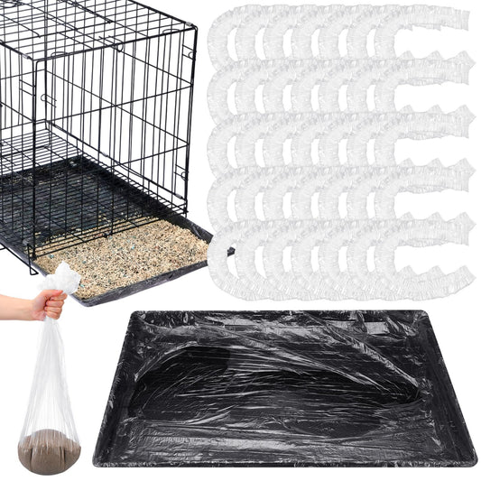 Tosstuki 100 Pcs Large Disposable Bird Cage Liners Bulk 34'' x 22'' Elastic Plastic Small Animal Birds Cage Tray Liners Waterproof Universal Film Bird Accessories for Cockatiels Finches Canaries