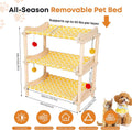 MITREL Large 3-Layer Cat Hammock Bed, 24"x15.7"x26.8" Elevated Cat Bed with Pine Wood Frame, Breathable Washable Covers, Wooden Pet Furniture for Indoor Cats and Small Animals (Orange, 3-Tier)