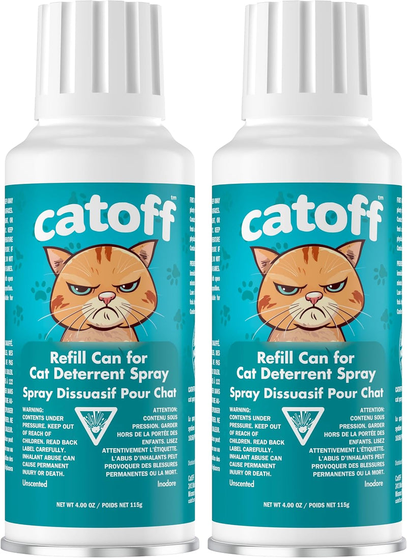 CatOFF Pack of 2 Refill Compatible with SSSCAT Indoor Cat Deterrent Spray System, Made in USA, 3.89 oz / 115 ml