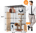 Oneluck Extra Large Cat Cage,4-Tier Catio, DIY Metal Cat Enclosure with Platforms,55 Inch Indoor Cat Cage for 1-3 Cats, 