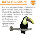 K&H Bird Heater, Thermo-Perch for Cage, Small 1x10.5in 12V, Gray