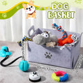 Zopeal New Puppy Gift Basket Dog Toy Pet Accessories Portable Travel Bowl, Grooming Brush, Squeaky Toy, Suction Cup Feed