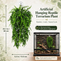 HERCOCCI 2 Pack Reptile Plants, Terrarium Hanging Plants Vines Artificial Leaves Habitat Decorations with Suction Cup fo