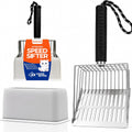 304 Stainless Steel Cat Litter Scoop-Metal Litter Scooper with Holder, Heavy Duty Litter Sifter, Kitty Litter Box Scoope