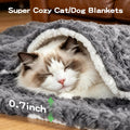 NODARKO Cat Blanket for Indoor Cats - Ultra Thick 460GSM Faux Rabbit Fur & 260GSM Sherpa, Small Pet Throw for Carrier, Crate & Couch Protection, Soft Thermal Kitten Bedding, 21"x18" Grey