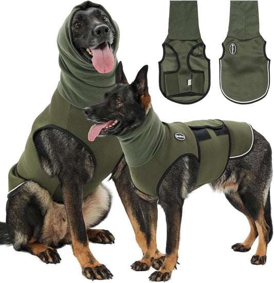 Meifsou Dog Anxiety Vest with Hood, Skin-Friendly Thunder Jacket for Dogs, All-in-One Dog Calming Shirt with Hood for Th