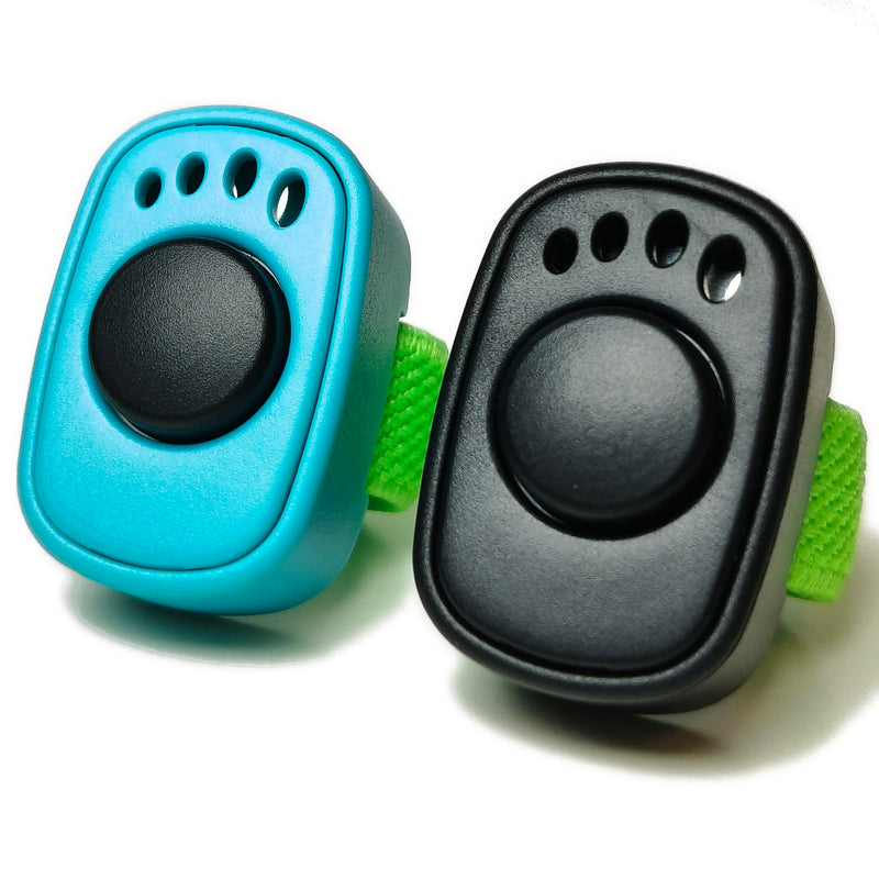 HoAoOo Pet Clicker for Dogs/Cats/Horses/Birds or Other Animals - Mini Finger Clickers for Training (Black + Blue)