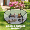 Pawaboo Small Animals Playpen with Pad, Black/Gray