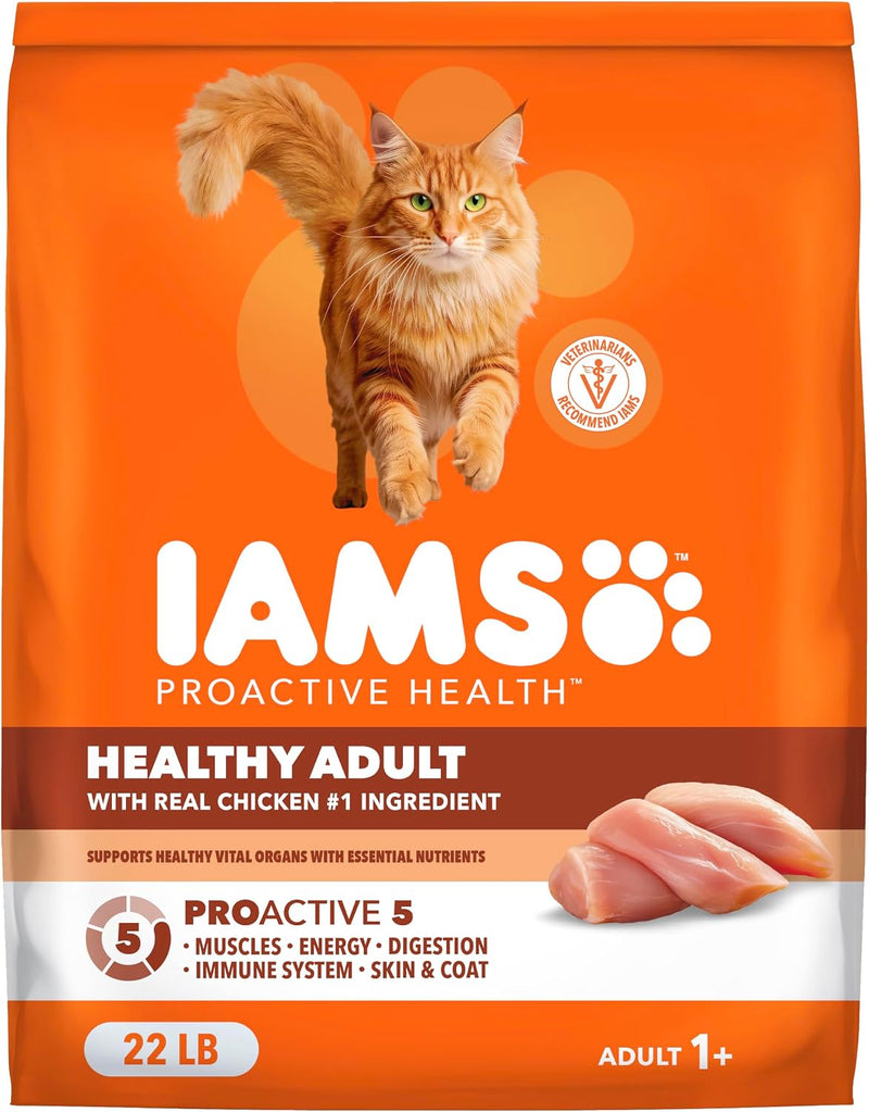 IAMS Proactive Health Dry Cat Food, Healthy Cat Food Dry Recipe for Adults, with Chicken 22 lb. Bag