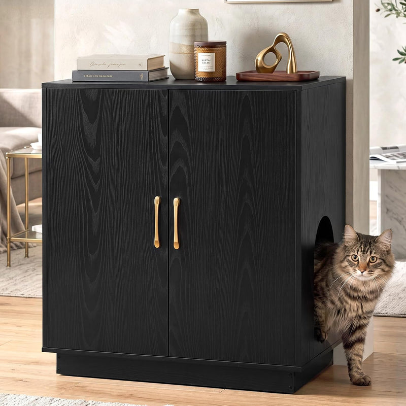 Gitelsnour 30.9'' Litter Box Enclosure Furniture- Hidden Storage, CLB003BK